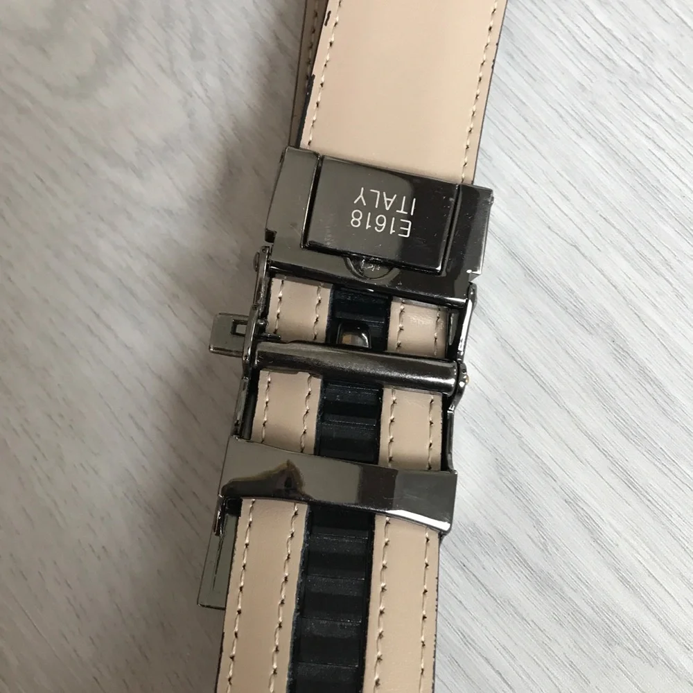 ITALIAN MADE MENS BLACK LEATHER BELT 46” DRESSY RATCHET